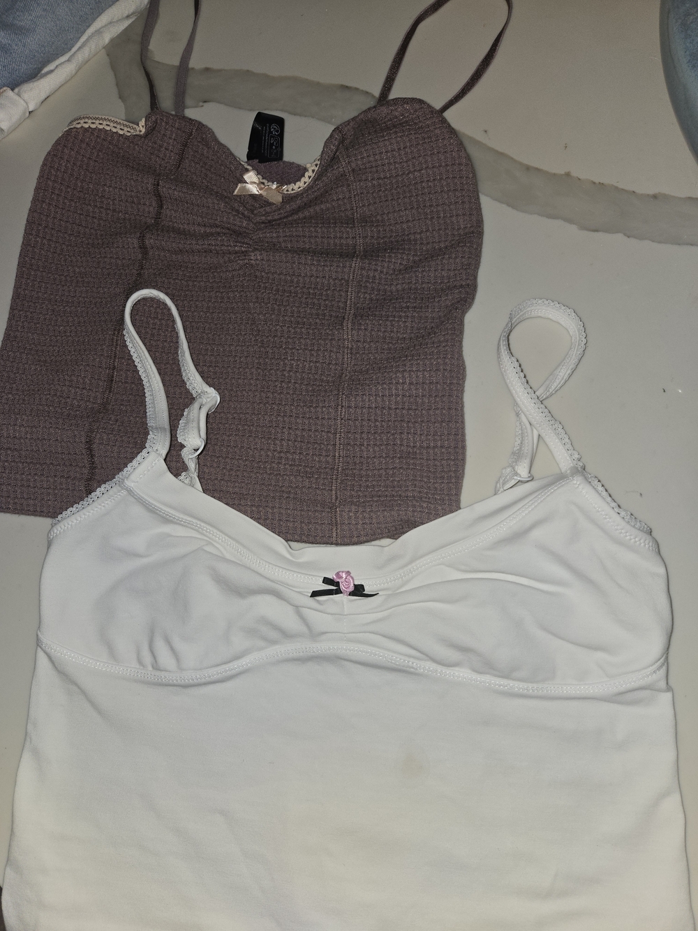 Free People Two-Tone Bandeau Set — Mauve and White Camisoles